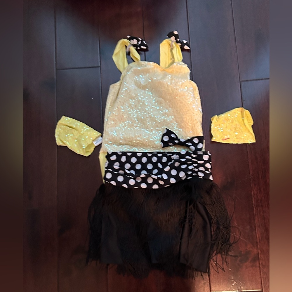 Ballet and tap combo costume with gloves. Child medium